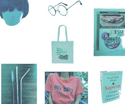 An “eco” tote bag is at the core of “The im-so-open-minded starterpack.”